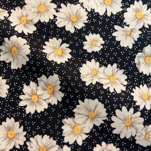 Vintage Tabby California Daisy Print Button Front Elbow Sleeve Collar Dress L - Picture 7 of 8